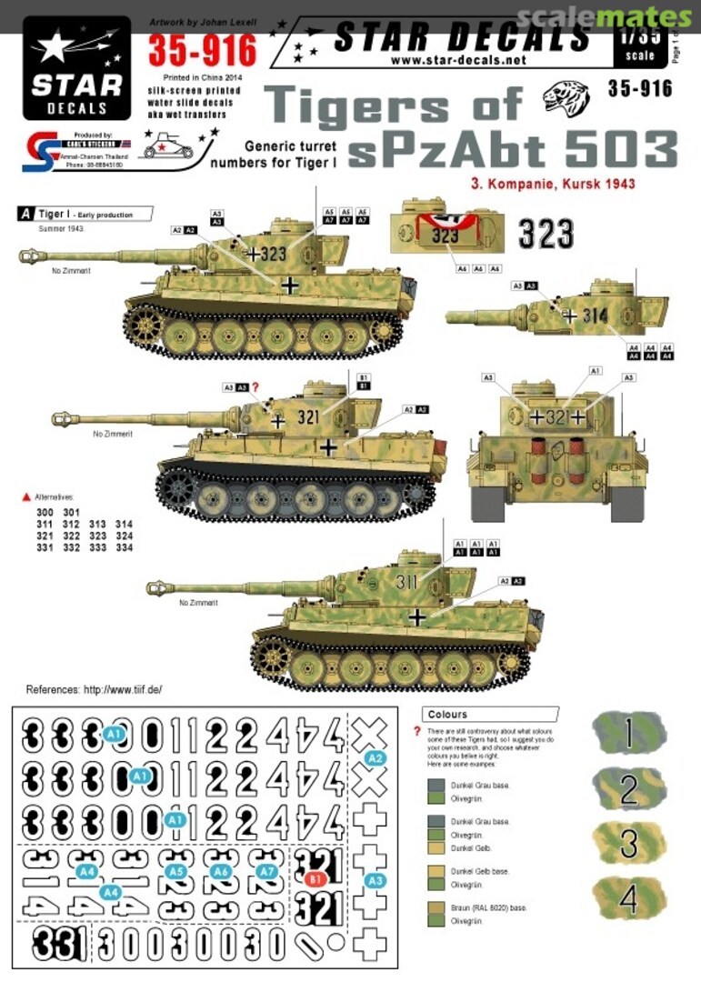 Boxart Tigers of aPzABT 503 Pt 3 35-916 Star Decals