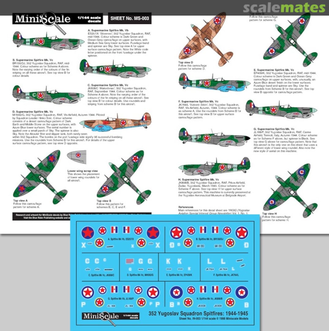 Boxart 352 Yugoslav Squadron Spitfires: 1944-45 MS-003 Blue Rider