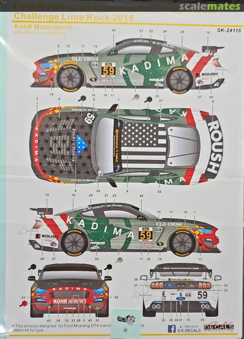 Boxart Ford Mustang GT4 Continental Tire Sport Car Challenge Lime Rock 2018 SK-24116 SK Decals