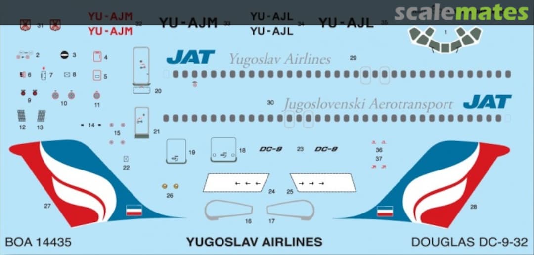 Boxart Douglas DC-9-32 Yugoslav Airlines BOA14435 BOA Decals