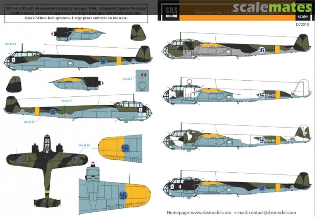 Boxart Dornier Do-17 Z in Finnish Service D72010 SBS Model