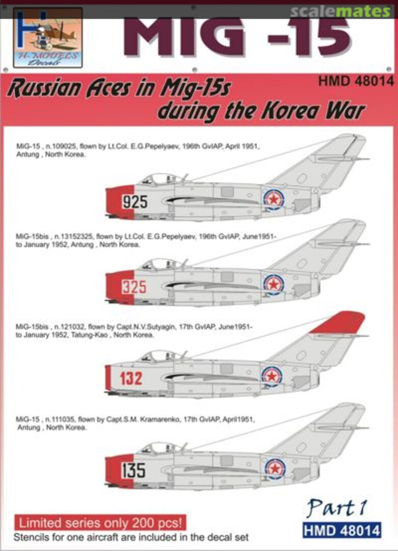 Boxart Mikoyan MiG-15 HMD48014 H-Models Decals