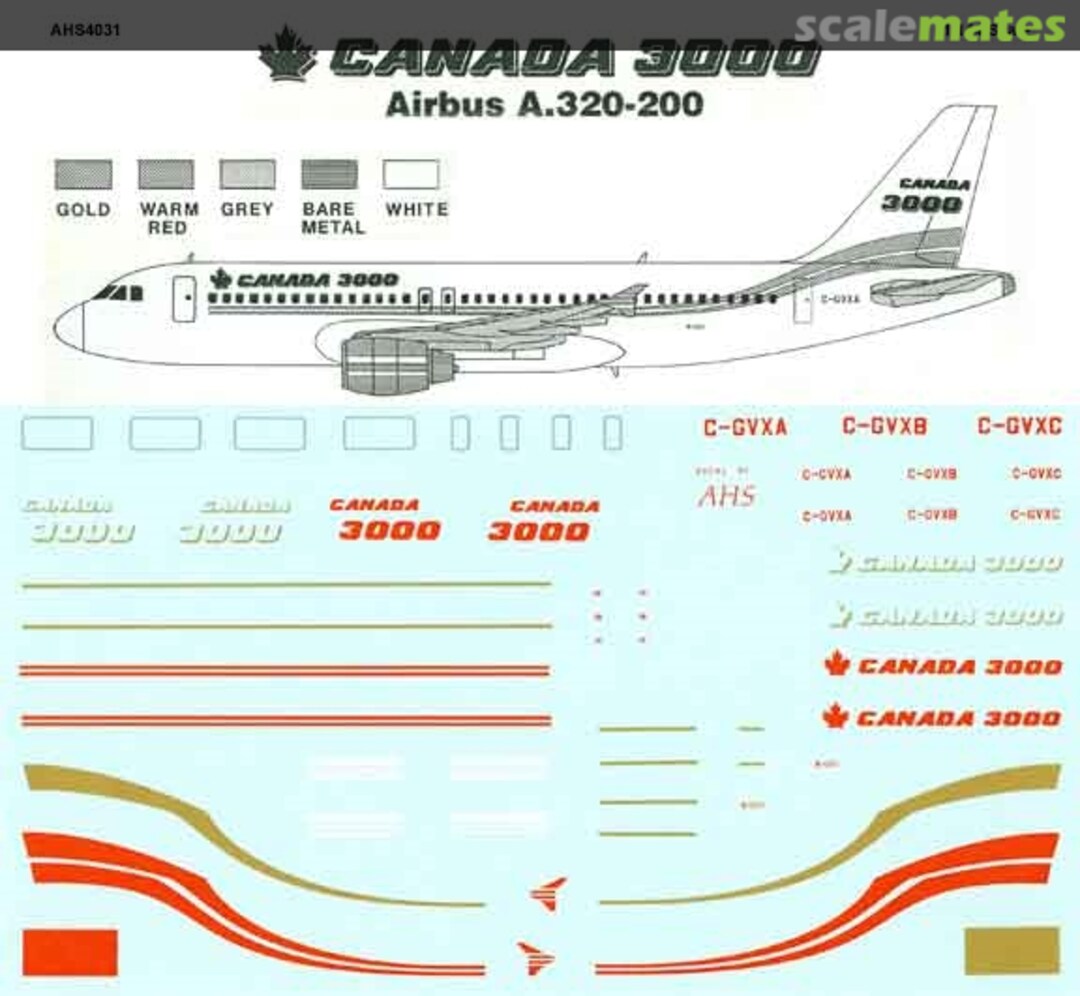 Boxart Airbus A320-200 AHS4031 Airline Hobby Supplies