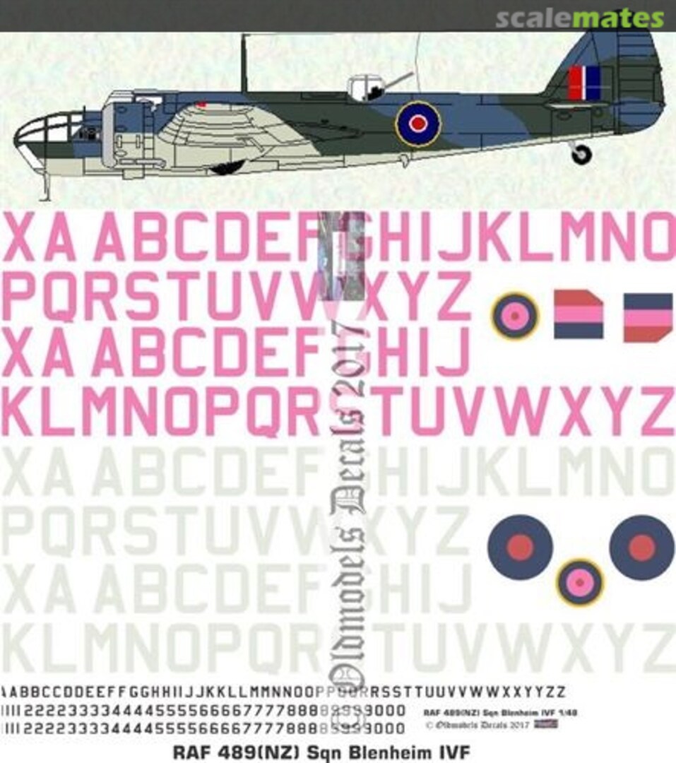 Boxart RAF 489(NZ) Sqn Blenheims IVF OMD0758 Oldmodels Decals