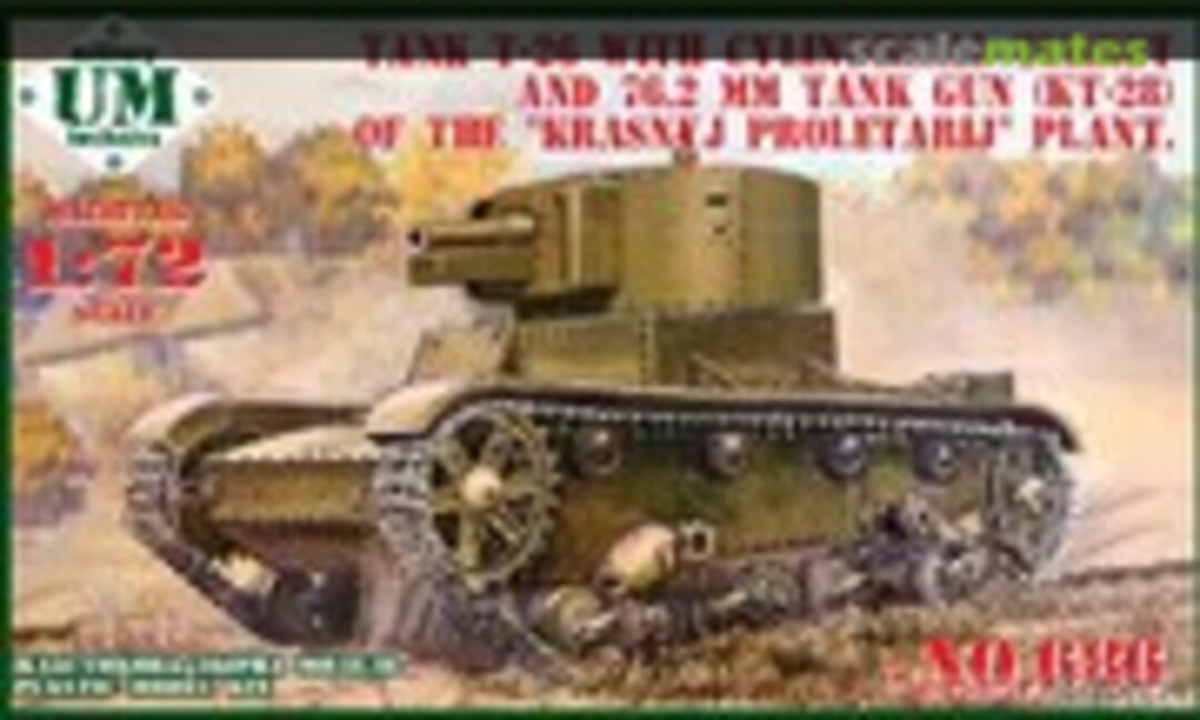 1:72 Tank T-26 w/Cylindrical Turret and 76.2mm Tank Gun (KT-28) of The `Krasnyj Proletarij` Plant (UM Military Technics 686)