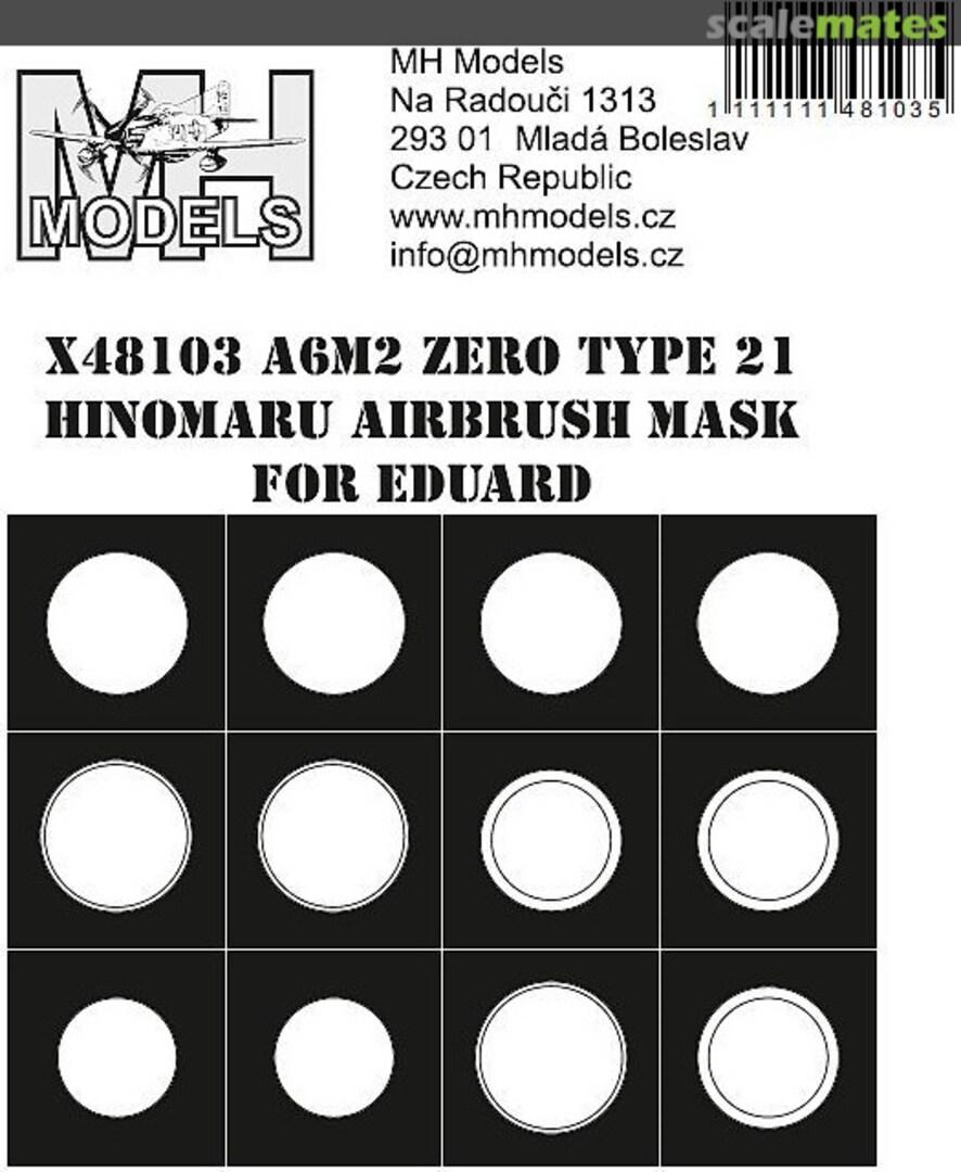 Boxart A6M2 Zero Type21 Hinomaru Airbrush Mask X48103 MH Models