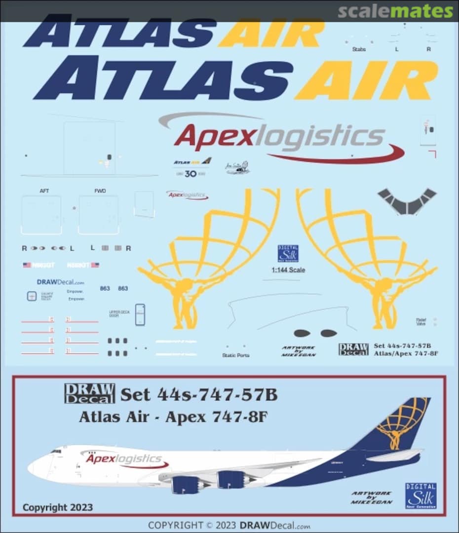 Boxart Atlas Air – Apex Logistics 747-8F 44-747-57B Draw Decal