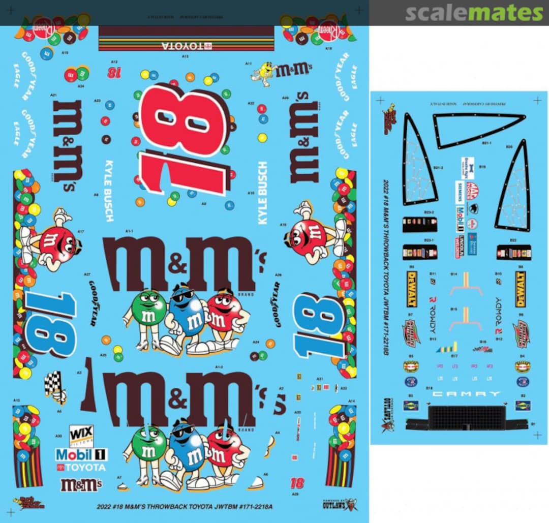 Boxart #18 M&Ms Kyle Busch 2022 Darlington Throwback 171-2218A JWTBM