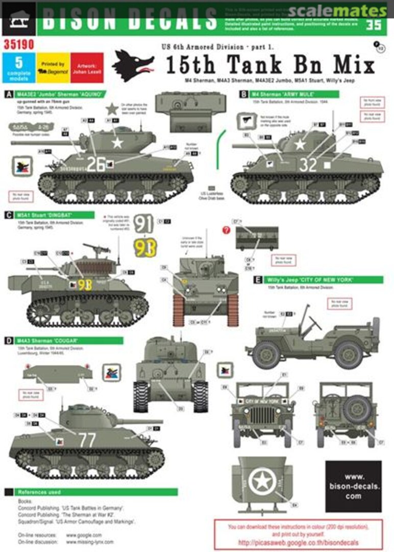 Boxart U.S. 6th Armored Division - Part 1 35190 Bison Decals