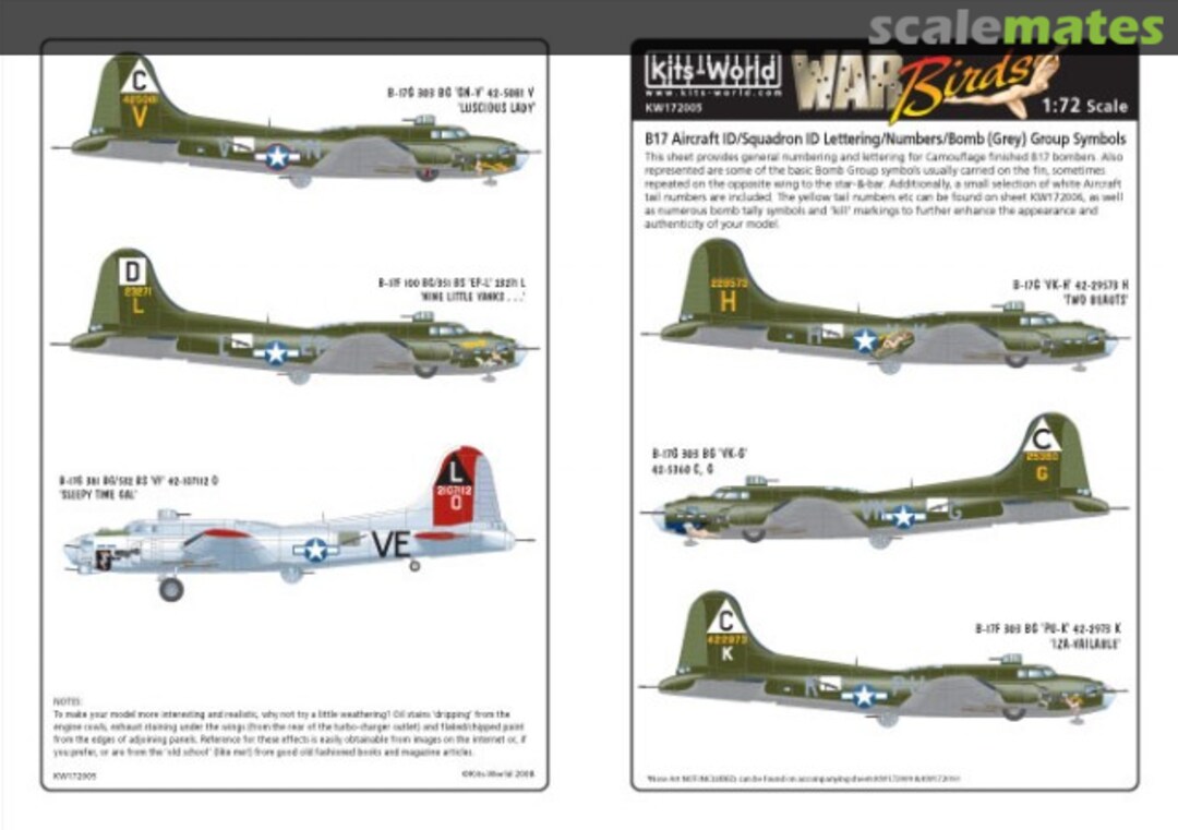 Boxart B-17F/G Flying Fortress KW172005 Kits-World