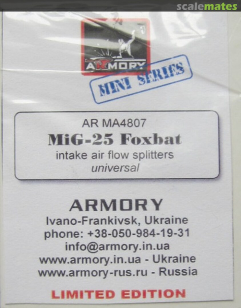 Boxart MiG-25 intake airflow splitters MA4807 Armory