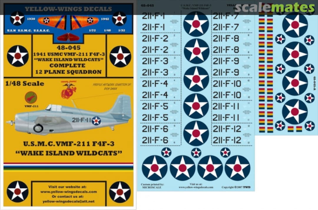 Boxart 1941 USMC VMF-211 F4F-3 48-045 Yellow-Wings Decals