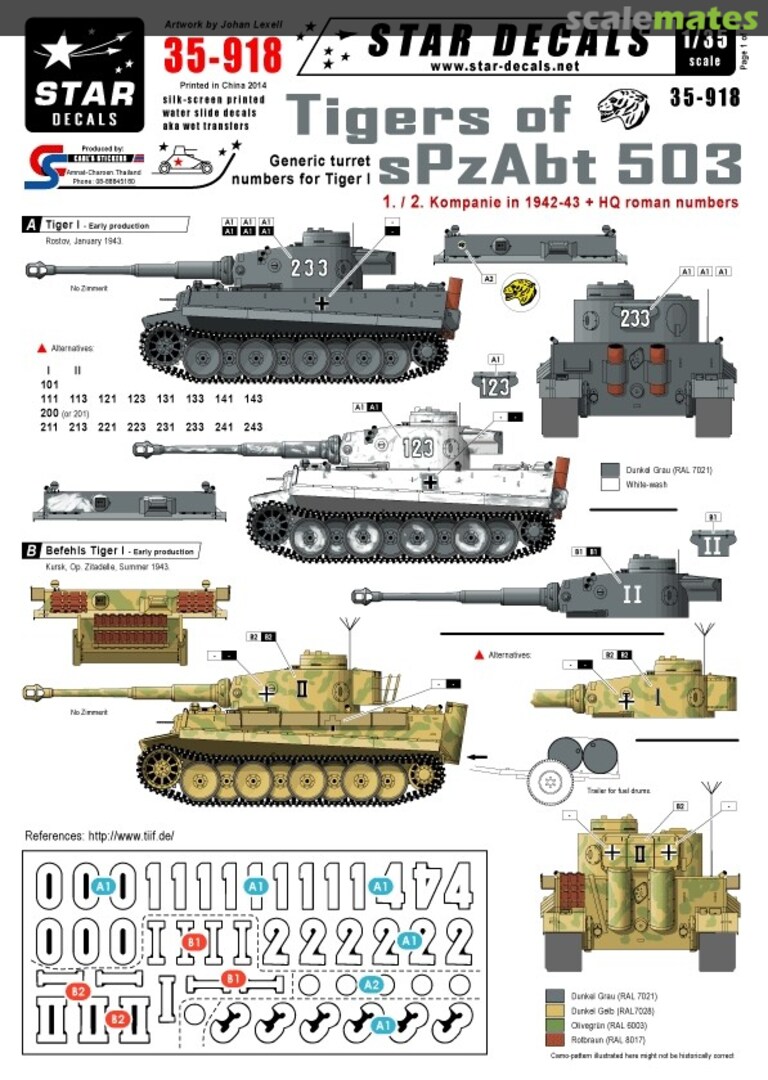 Boxart Tigers of sPzAbt 503 Pt 1 35-918 Star Decals