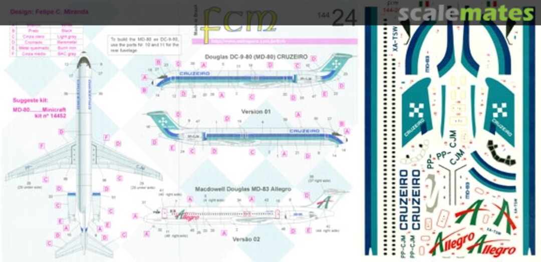 Boxart Cruzeiro DC-9-83 & Allegro MD-83 144-24 FCM