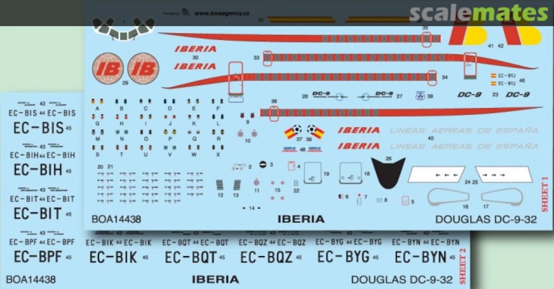 Boxart Douglas DC-9-32 Iberia BOA14438 BOA Decals