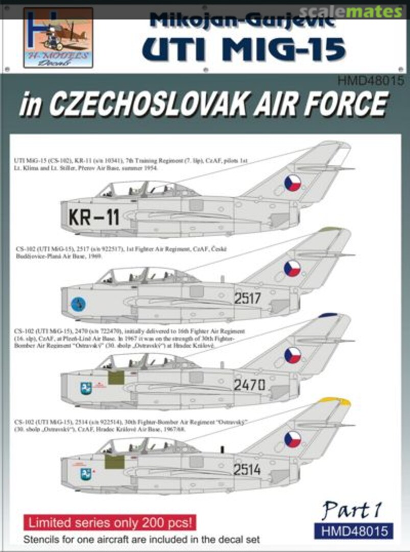 Boxart Mikoyan MiG-15UTI in CzAF, Pt.1 HMD48015 H-Models Decals