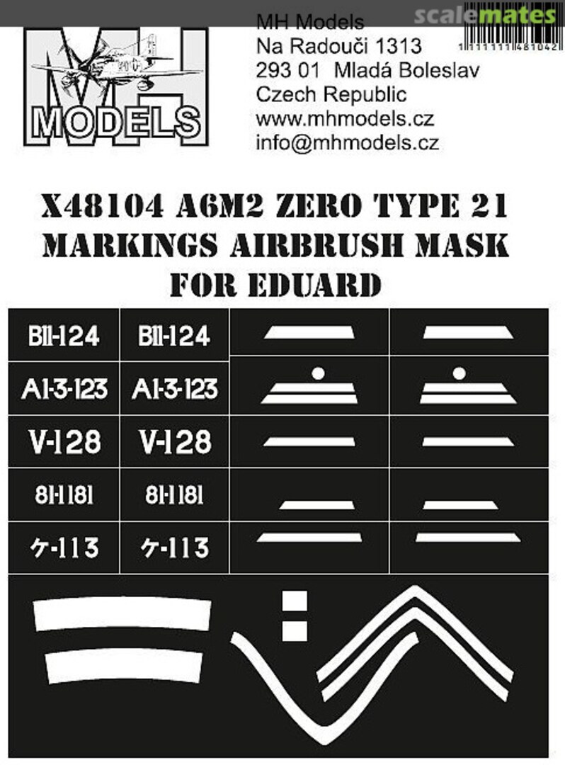 Boxart A6M2 Zero Type21 Markings Airbrush Mask X48104 MH Models