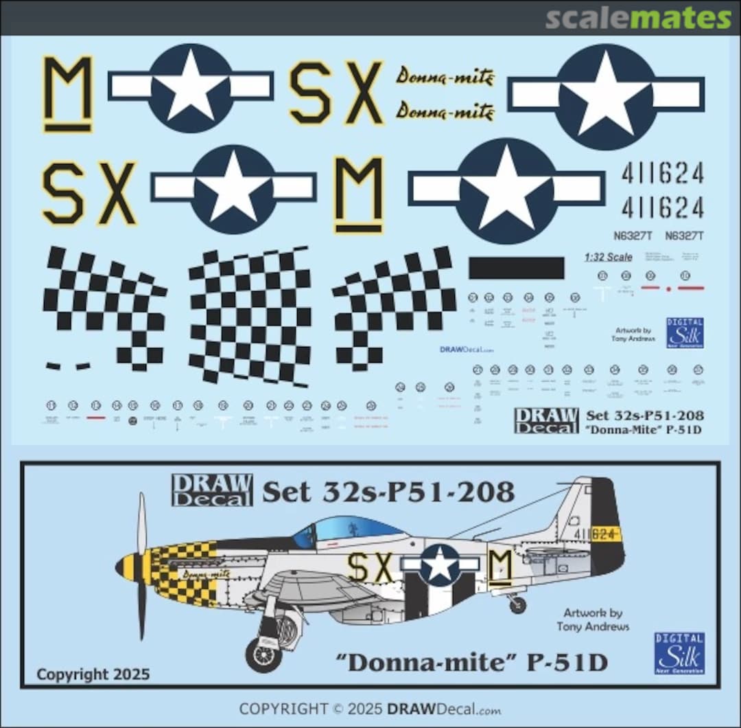 Boxart “Donna-mite” P-51D 32-P51-208 Draw Decal