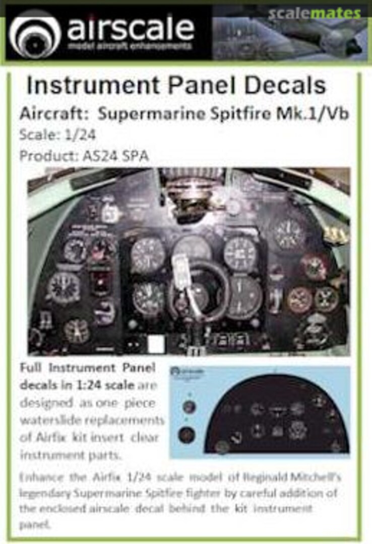 Boxart Instrument Panel Decals - Spitfire Mk 1/Vb AS24 SPA Airscale