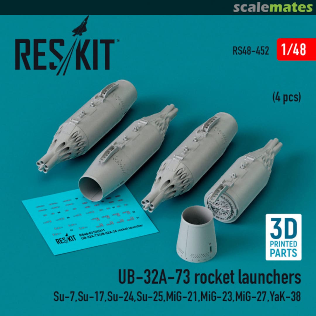 Boxart UB-32A-73 rocket launchers (4 pcs) (3D Printed) RS48-0452 ResKit