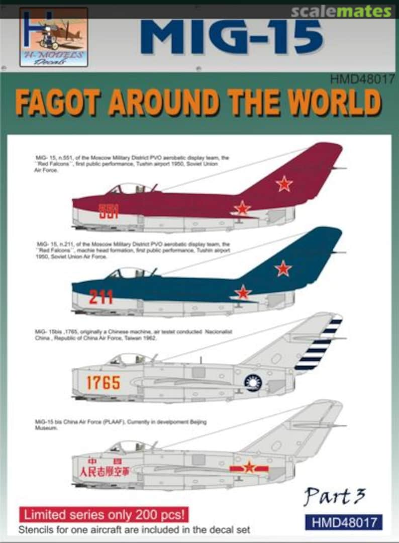 Boxart Mikoyan MiG-15 Fagot Around the World, Pt.3 HMD48017 H-Models Decals