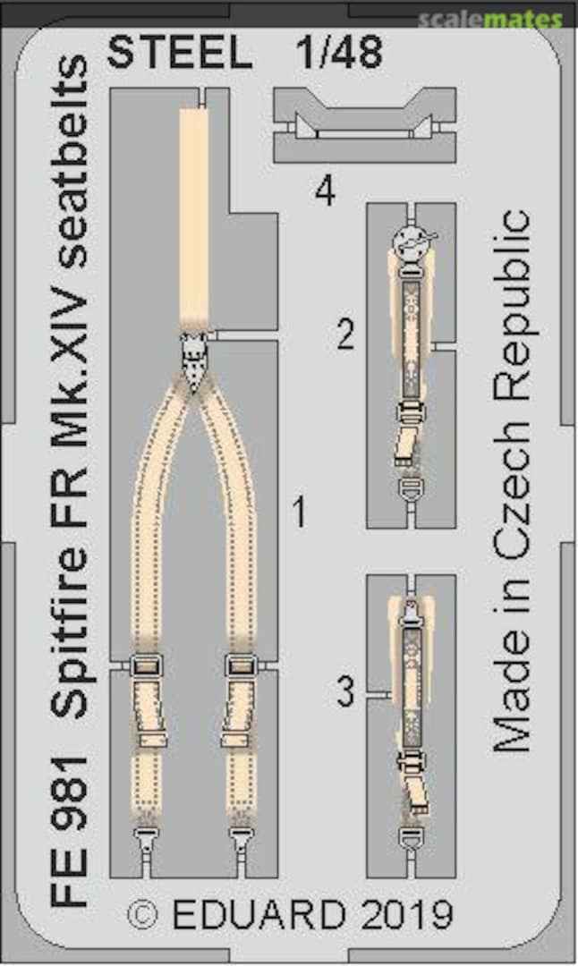 Boxart Spitfire FR Mk.XIV seatbelts FE981 Eduard