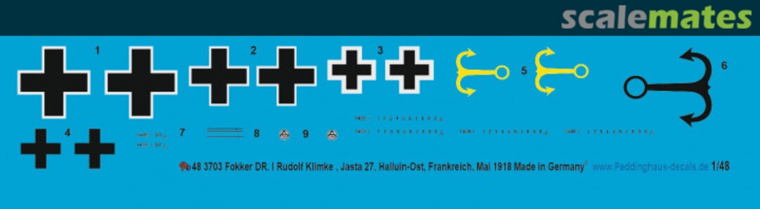 Boxart Fokker Dr.I Rudolf Klimke, Jasta 27 48 3703 Peddinghaus-Decals