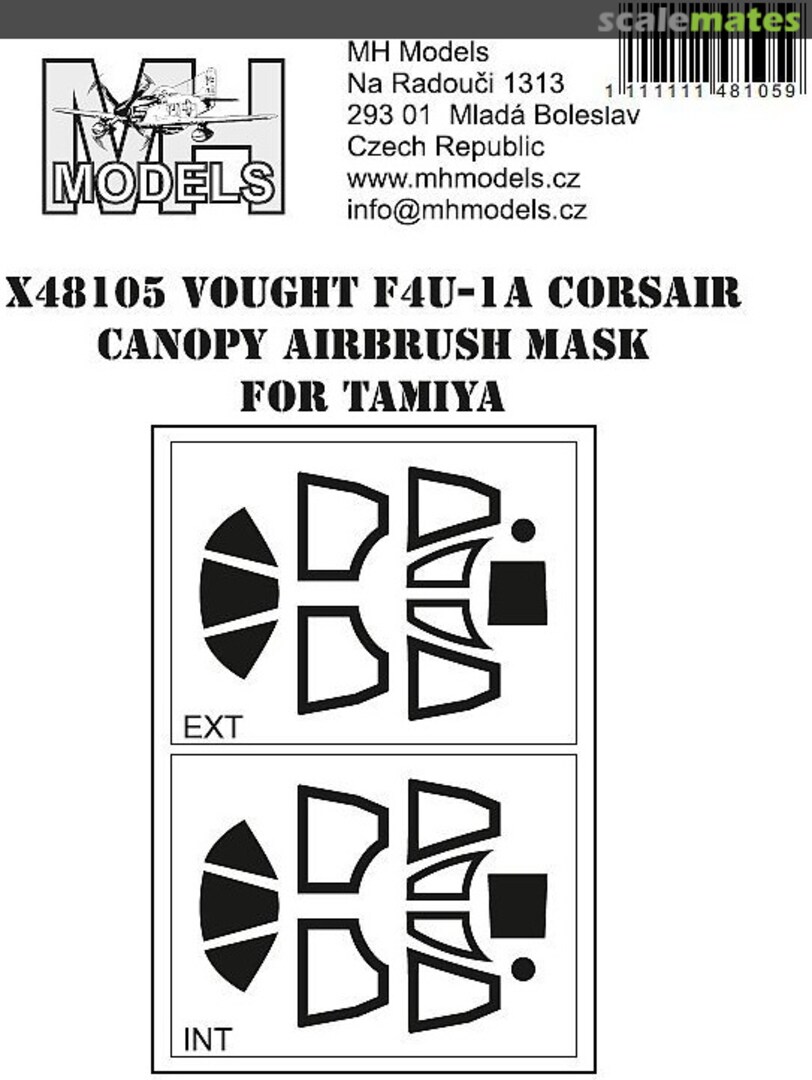 Boxart Vought F4U-1A Corsair Canopy Airbrush Mask X48105 MH Models