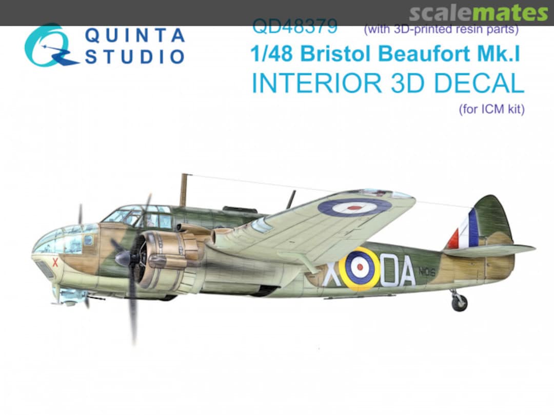 Boxart Bristol Beaufort Mk.I interior 3D decals QD+48379 Quinta Studio