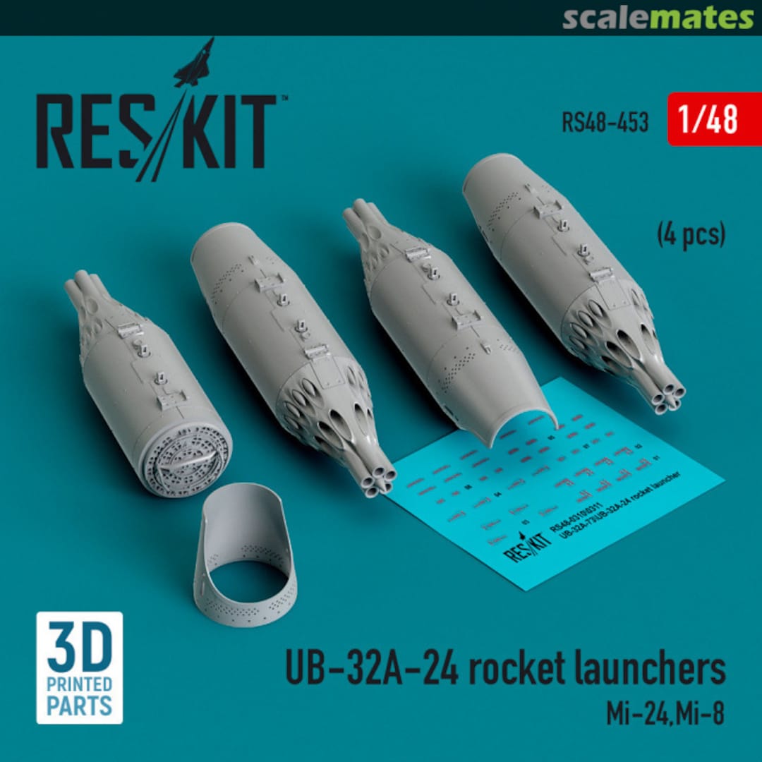 Boxart UB-32A-24 rocket launchers (4 pcs) (3D Printed) RS48-0453 ResKit