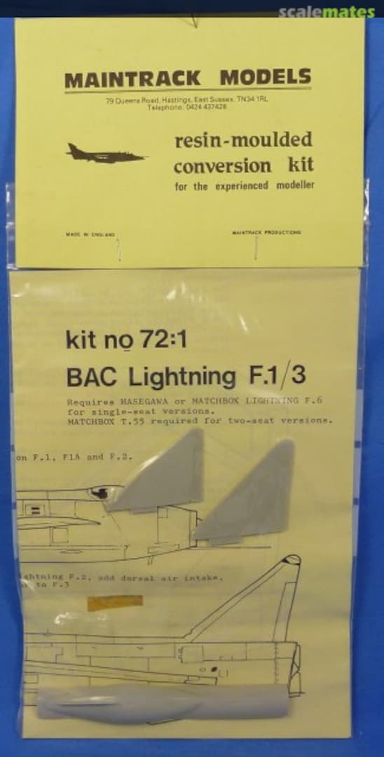 Boxart English Electric Lightning F.1/3 Conversion 72:1 Maintrack Models