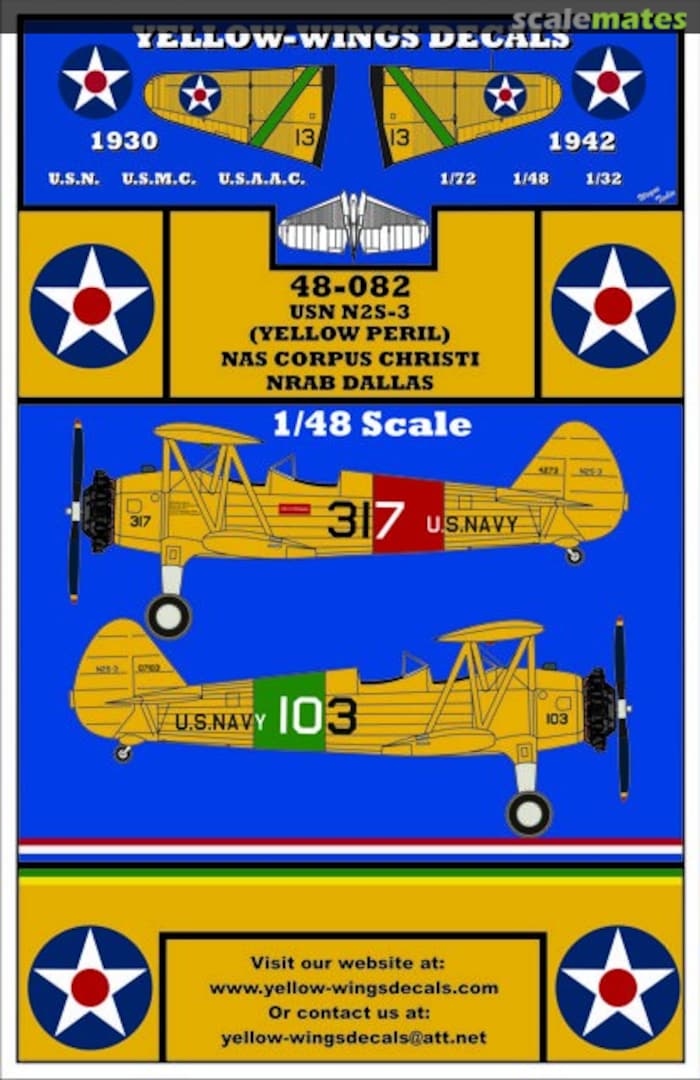 Boxart USN Boeing/Stearman N2S-3 Trainer "Yellow Peril" 48-082 Yellow-Wings Decals