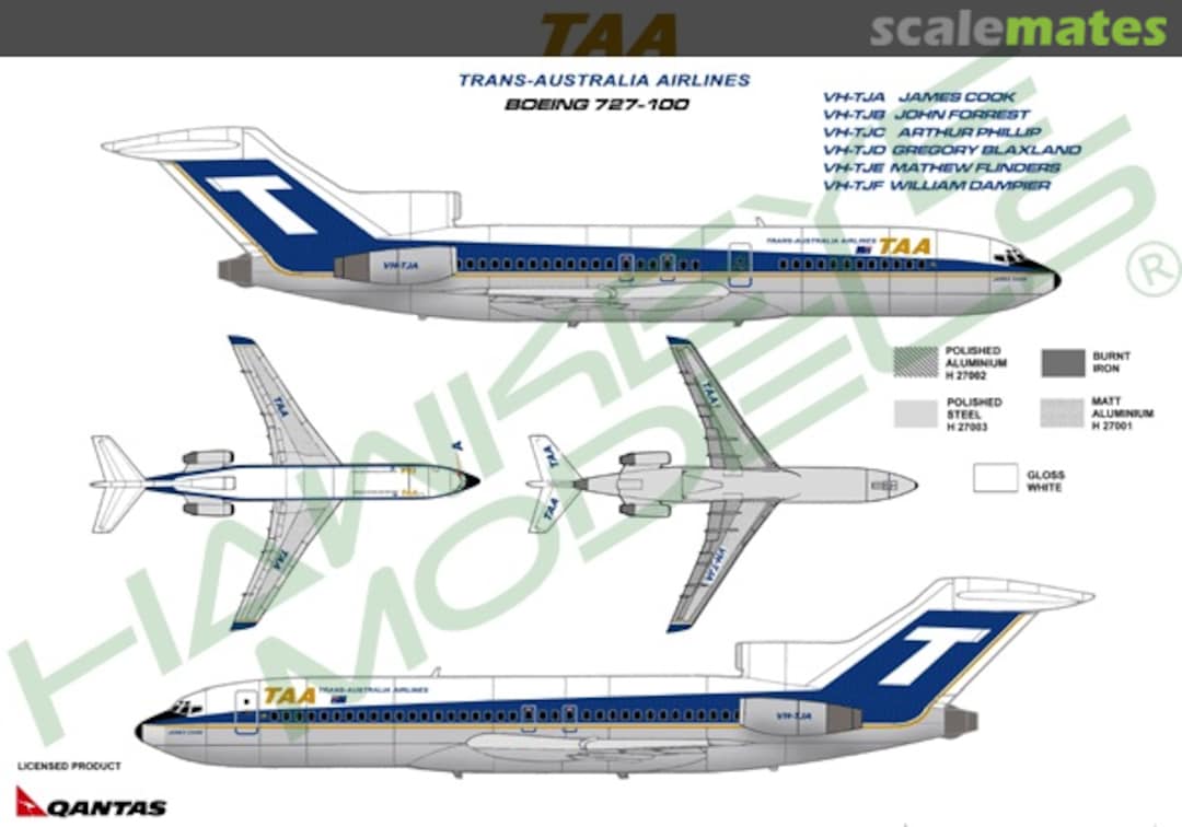 Boxart Trans Australian Airlines [TAA], Boeing 727-100 CDS-121 Hawkeye Models