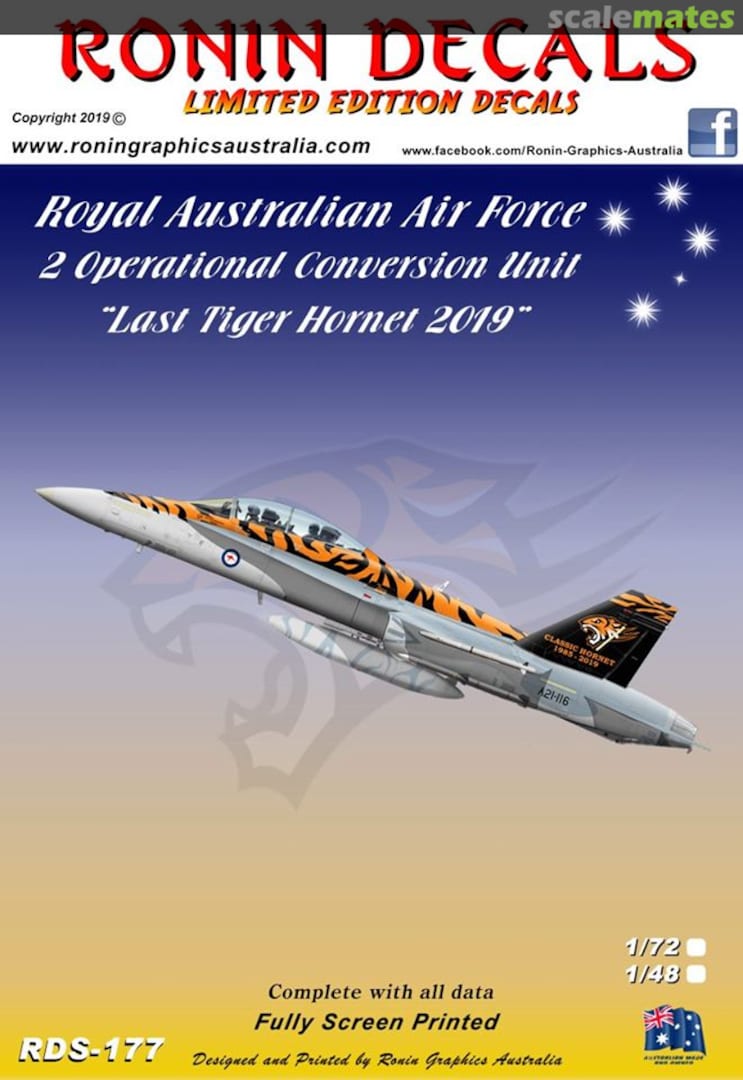 Boxart Royal Australian Air Force - 2 Operational Conversion Unit ' "Last Tiger Hornet 2019" RDS-177 Ronin Decals