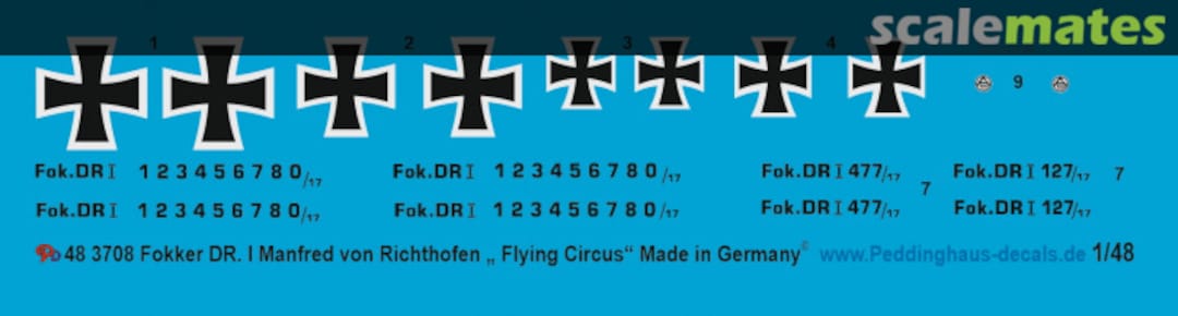 Boxart Fokker Dr. I Manfred von Richthofen "Flying Circus" 48 3708 Peddinghaus-Decals