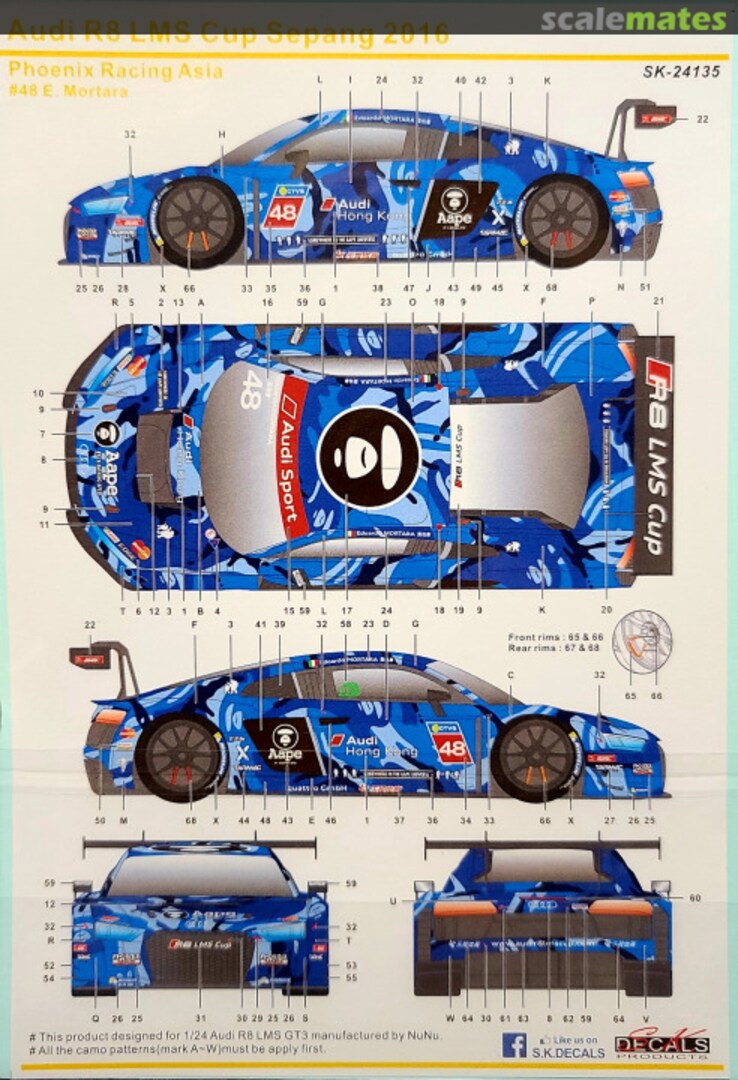 Boxart Audi R8 LMS Cup Sepang 2016 SK-24135 SK Decals