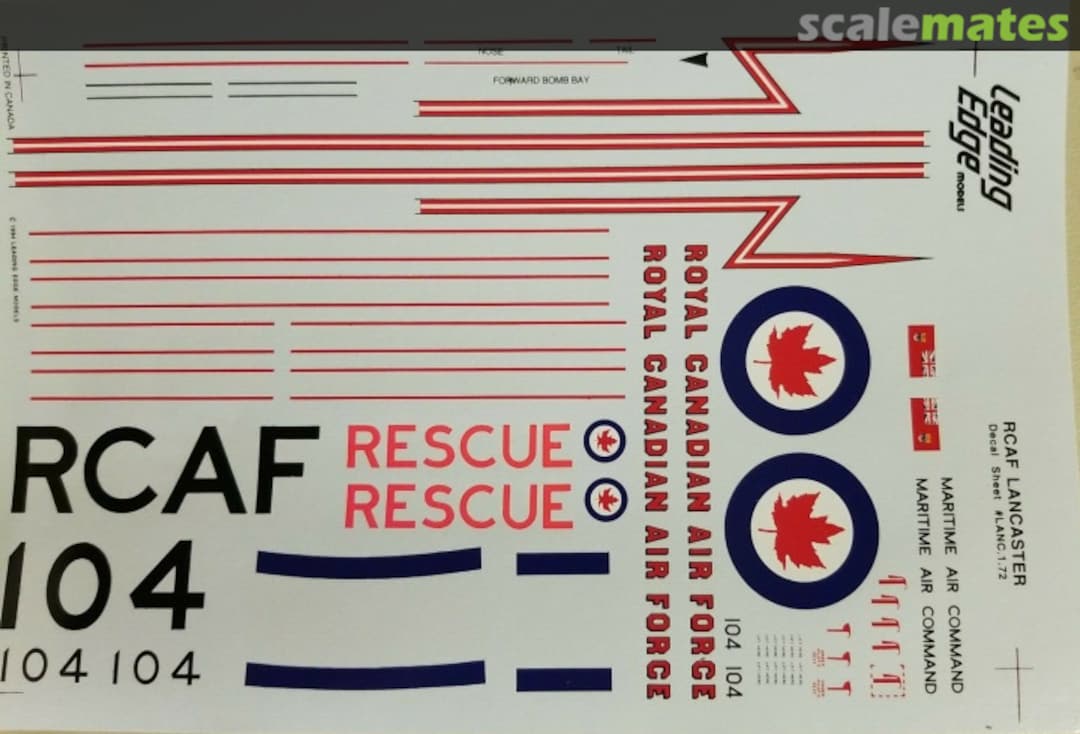 Contents RCAF Lancaster LANC.1.72 Leading Edge