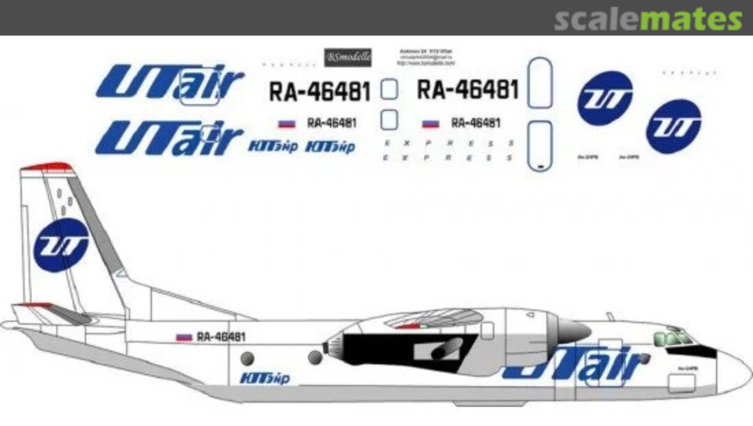 Boxart 720276 Antonov An-24RV Ut Air decal for aircraft model scale BSM720276 BSmodelle