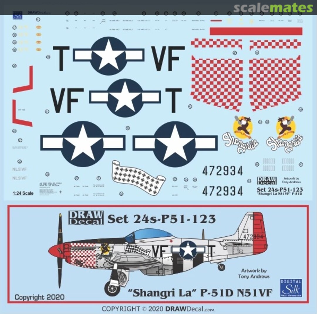 Boxart “Shangri La” P-51D N51VF 24-P51-123 Draw Decal