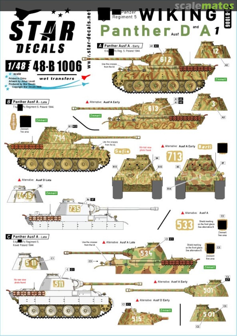 Boxart Wiking #1. Panthers of SS-Panzer Reg. 5 Wiking 48-B1006 Star Decals