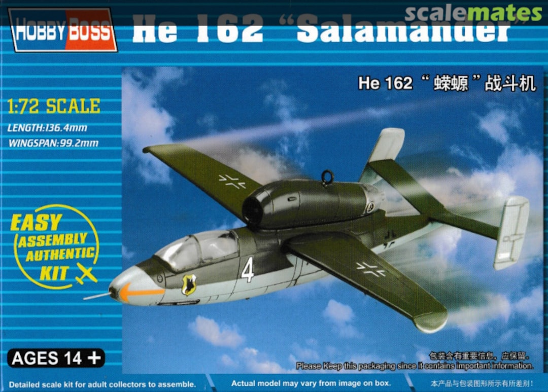 Boxart He 162 "Salamander" 80239 HobbyBoss