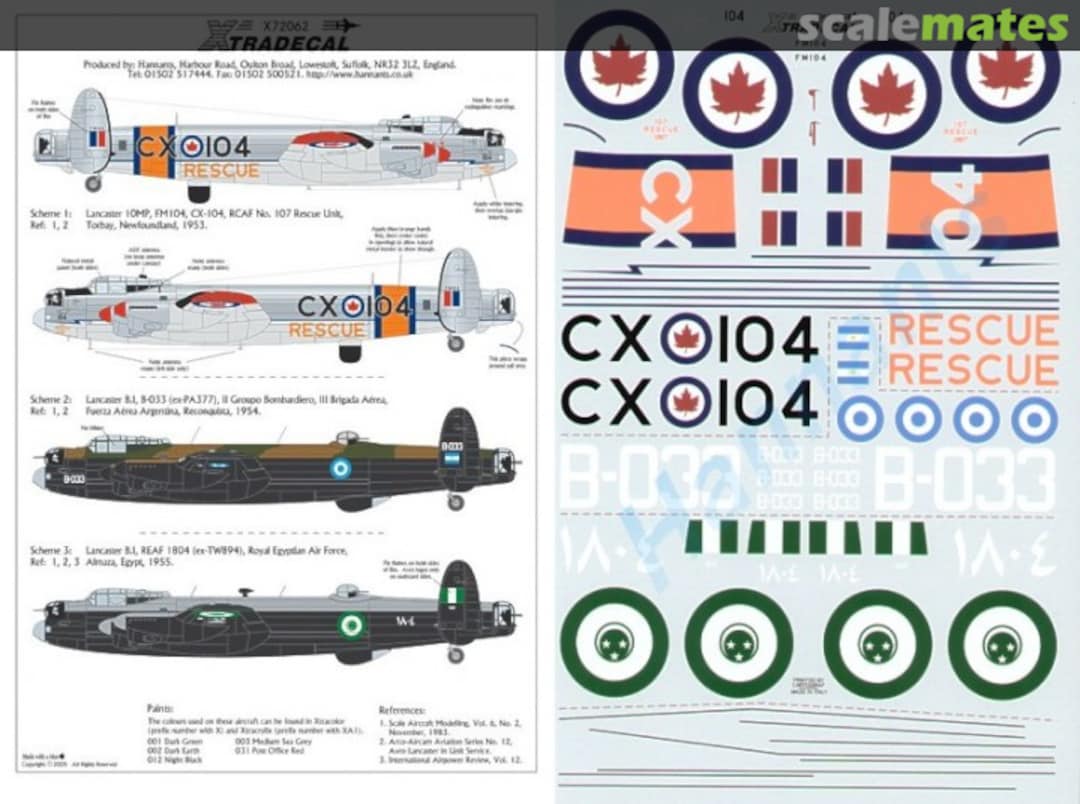 Boxart Avro Lancaster X72062 Xtradecal