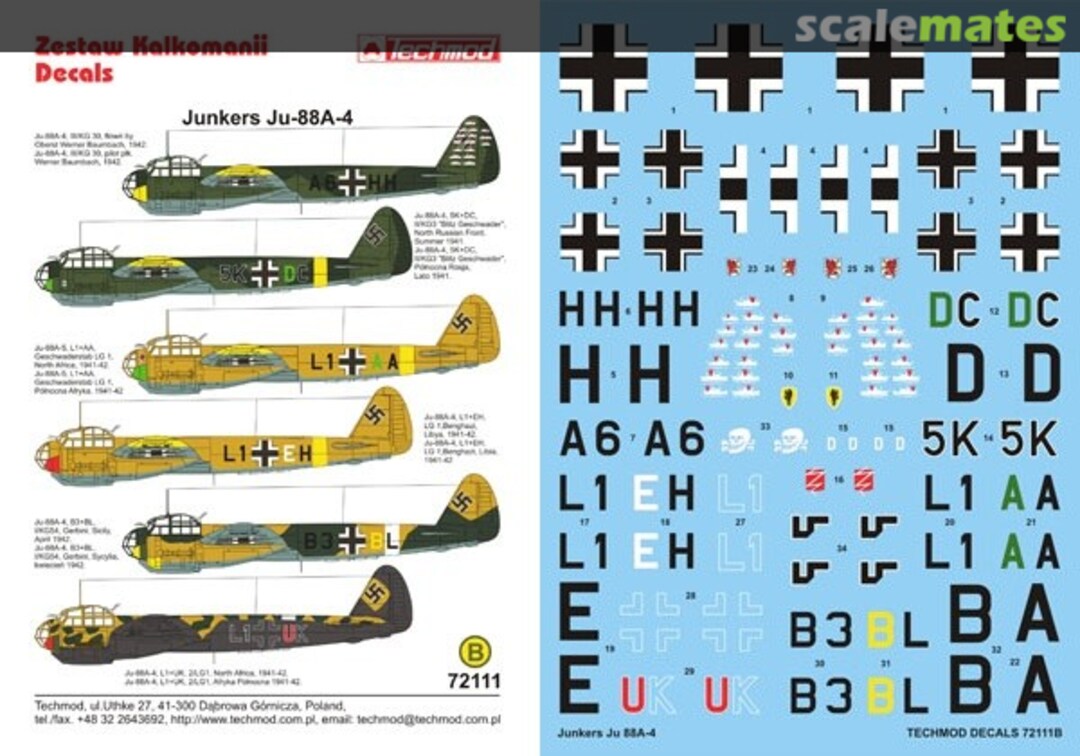 Boxart Junkers Ju 88A-4 72111 Techmod