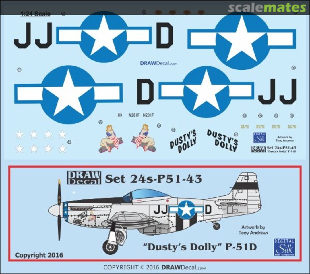 Boxart P-51D "Dusty's Dolly" 24-P51-43 Draw Decal