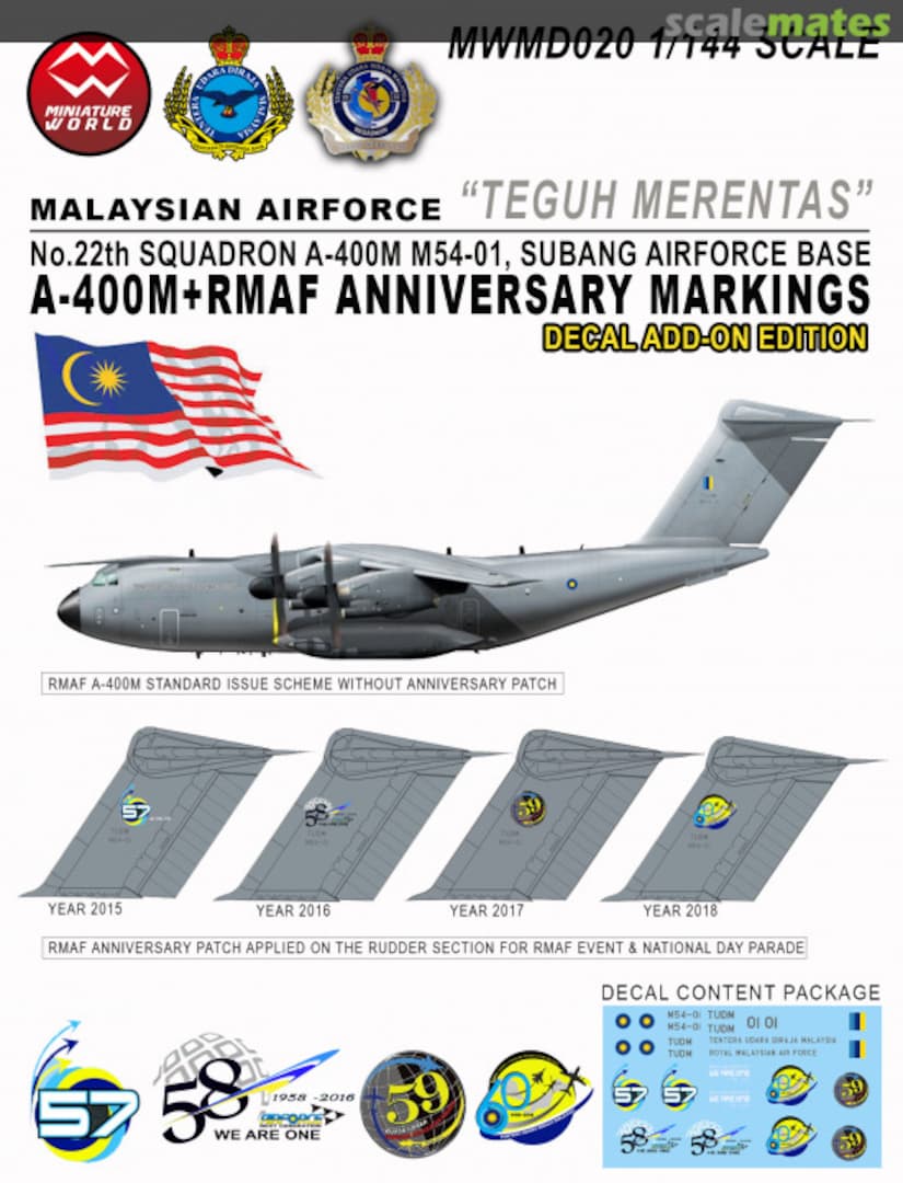 Boxart RMAF Airbus A400M Anniversary Decals Limited Edition MWMD020 MiniatureWorld Models