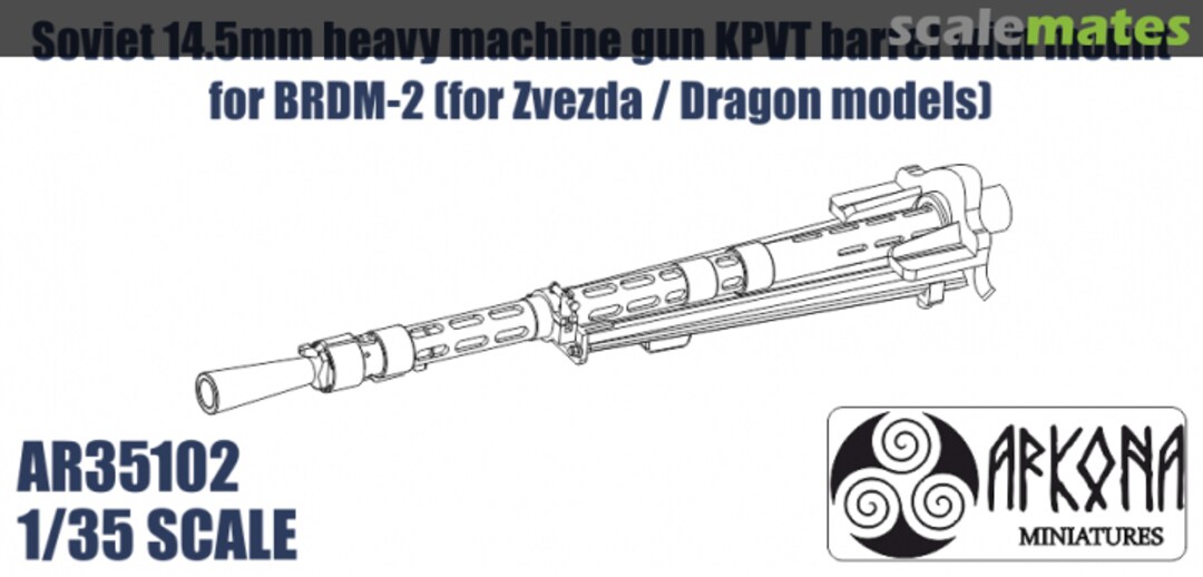 Boxart Soviet 14.5mm heavy machine gun KPVT barrel with mount for BRDM-2 (for Zvezda / Dragon models) AR35102 Arkona Miniatures