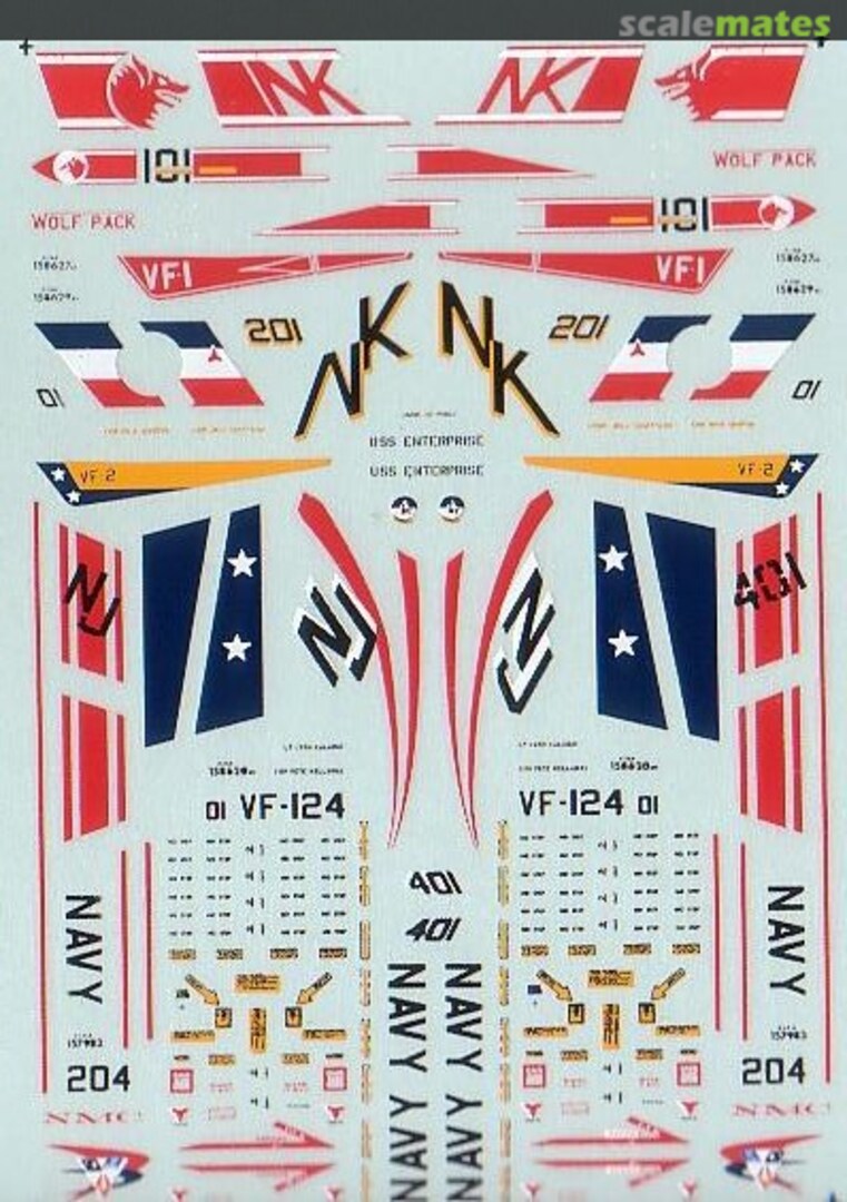 Boxart F-14A Tomcats: VF-1, VF-2, VF-124 & NMC 44-119 Microscale