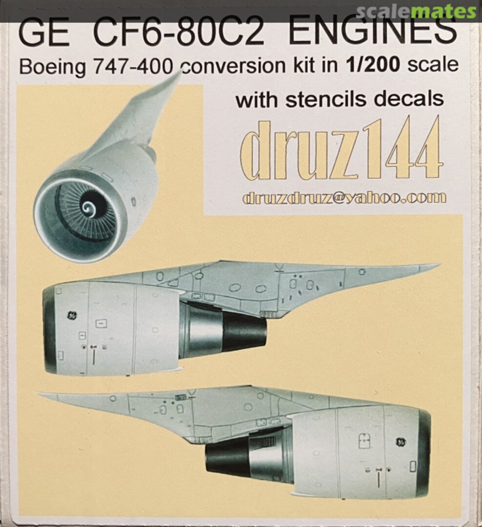 Boxart GE CF6-80C2 engines for Boeing 747-400 GE 744 1/200 druz144