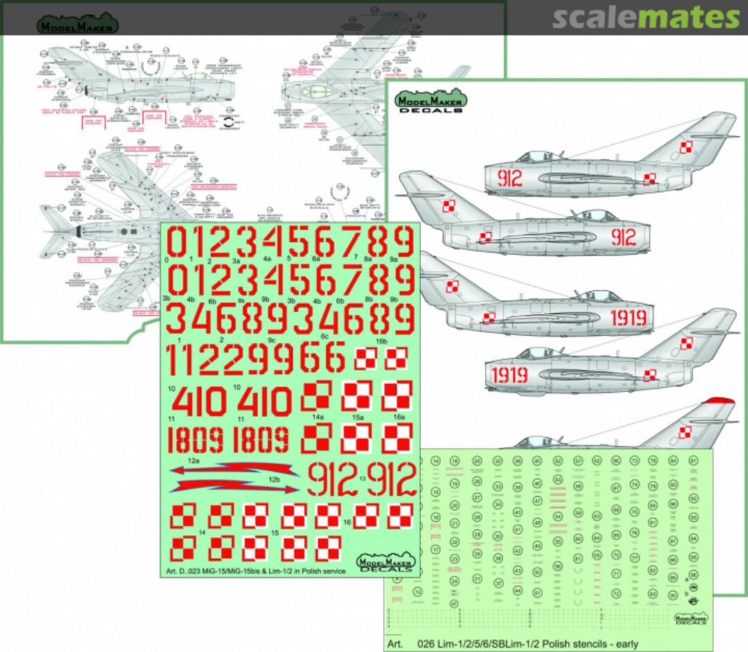 Boxart MiG-15 In Polish Service + Early Stencils -   CS48002 ModelMaker