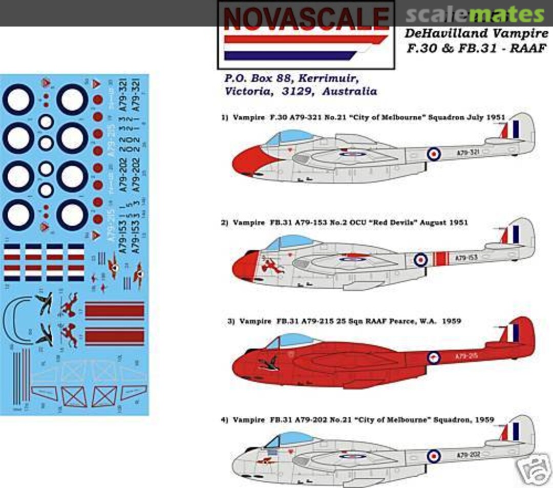 Boxart De Havilland Vampire F.30 & FB.31 - RAAF N-72055 Novascale